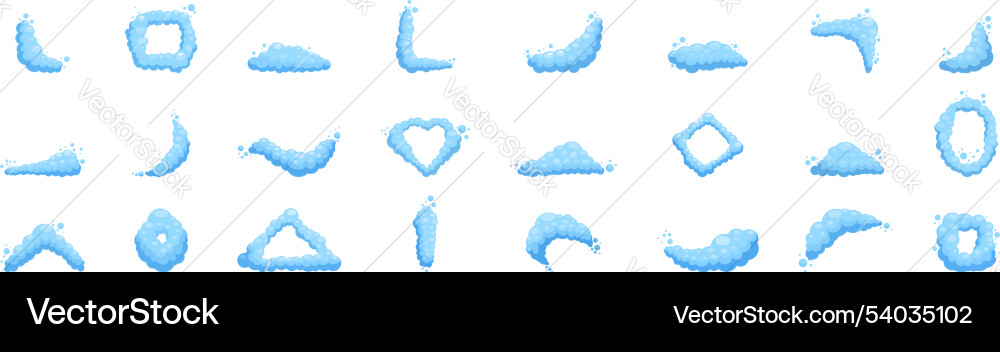 Foam frame icons set soap suds bubbles Foam frame icons set soap suds bubbles vector image