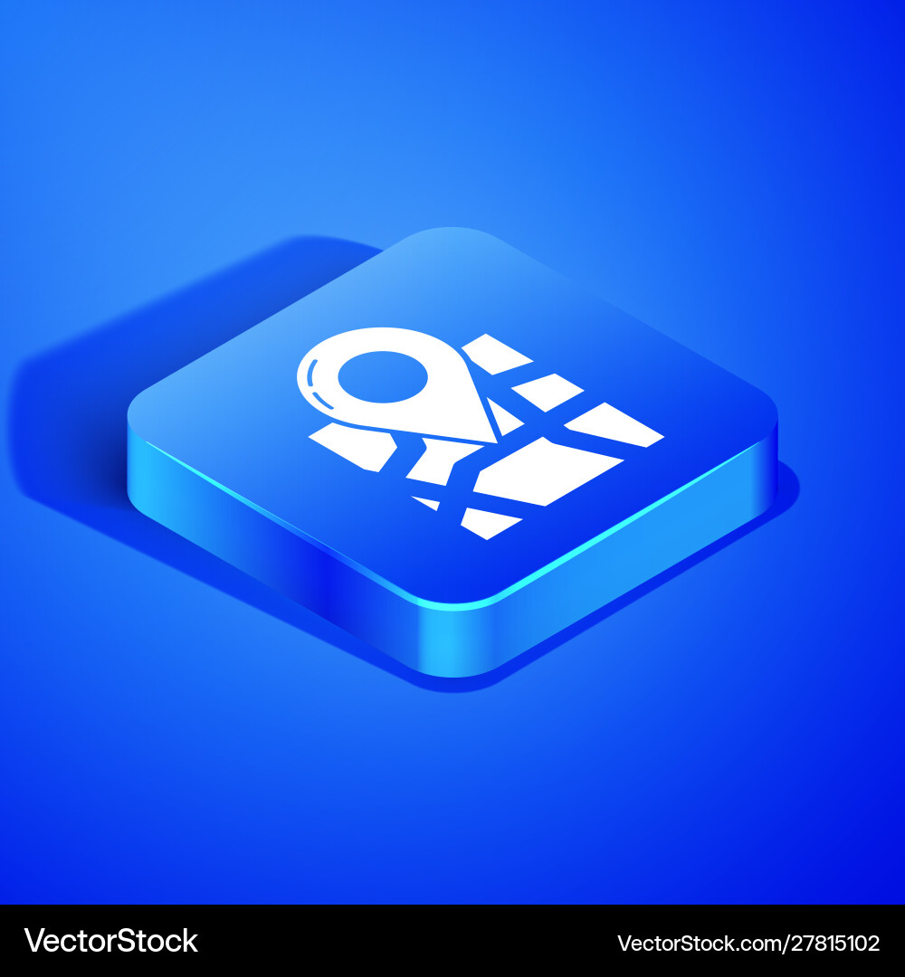 Isometric folded map with location marker icon vector image