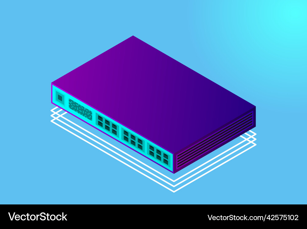Isometric switch with up link port Isometric switch with up link port Vector Image
