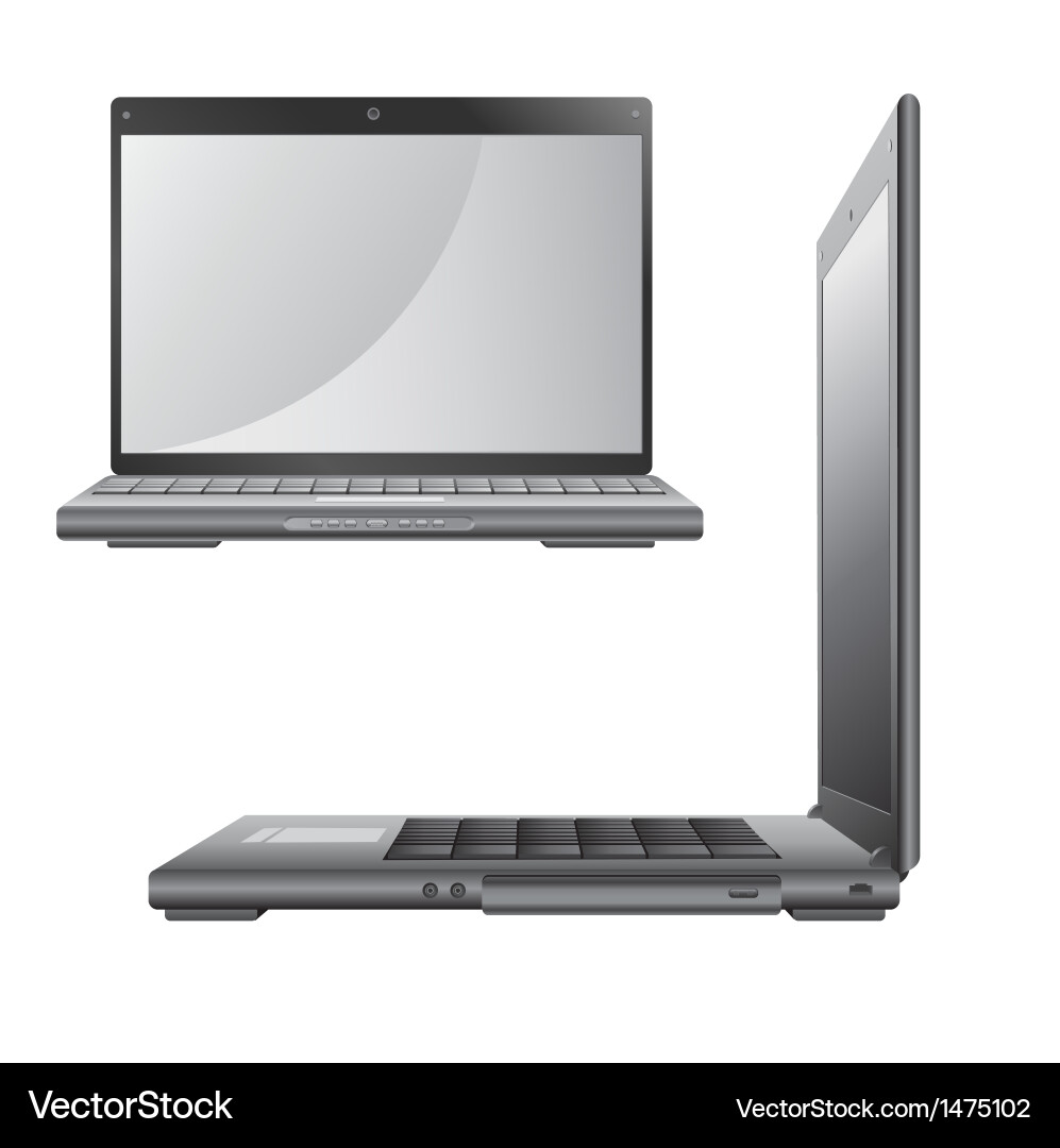 Laptop Computer - Front & Side View Vector Image
