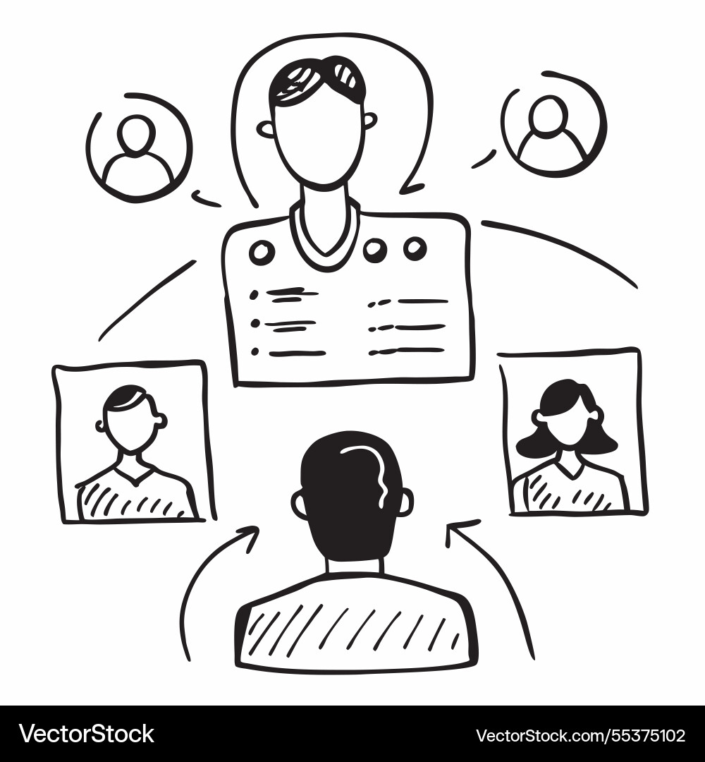 Manager with networking event overlay concept Vector Image