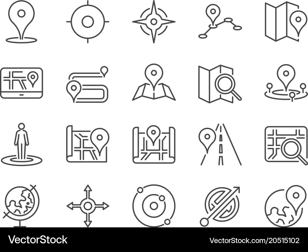 Map Icon Set - Location & Navigation vector image