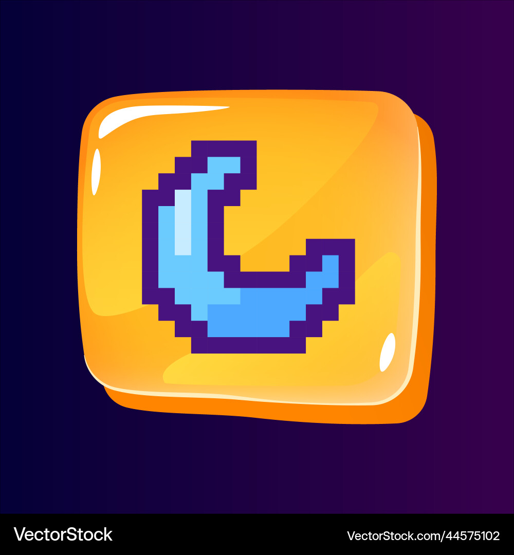 Night mode glossy ui button with pixelated color Vector Image