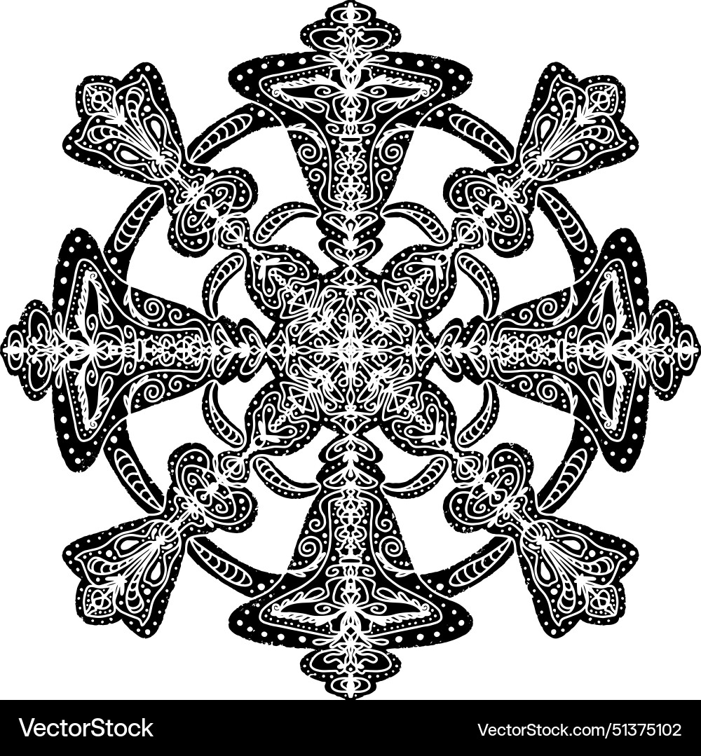 Openwork stylized snowflake with a pattern Openwork stylized snowflake with a pattern Vector Image
