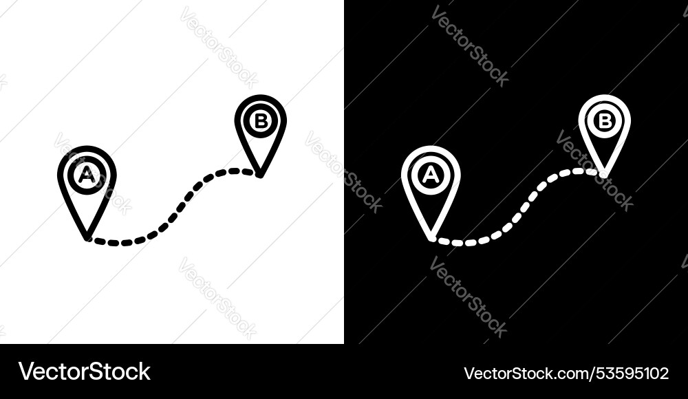 Path a to b thin line icon set Vector Image