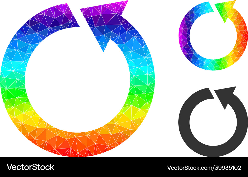 Polygonal rotate ccw icon with spectrum Polygonal rotate ccw icon with spectrum vector image
