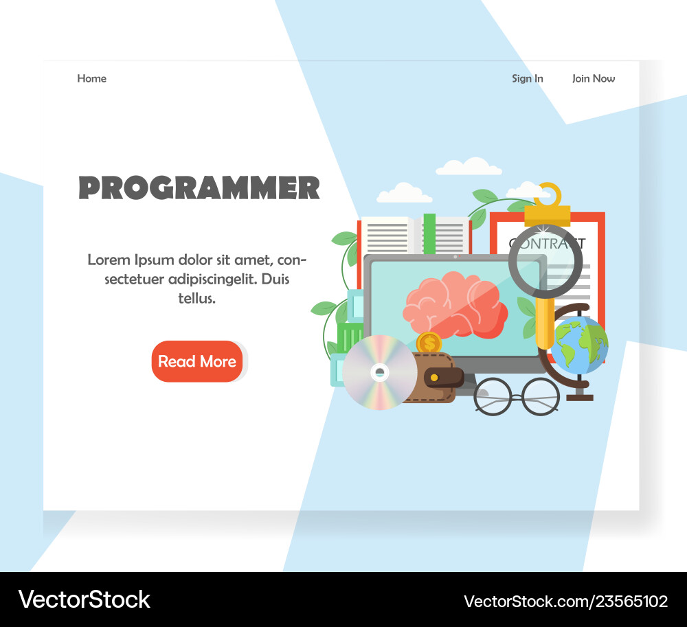 Programmer Website Landing Page Design vektorbild