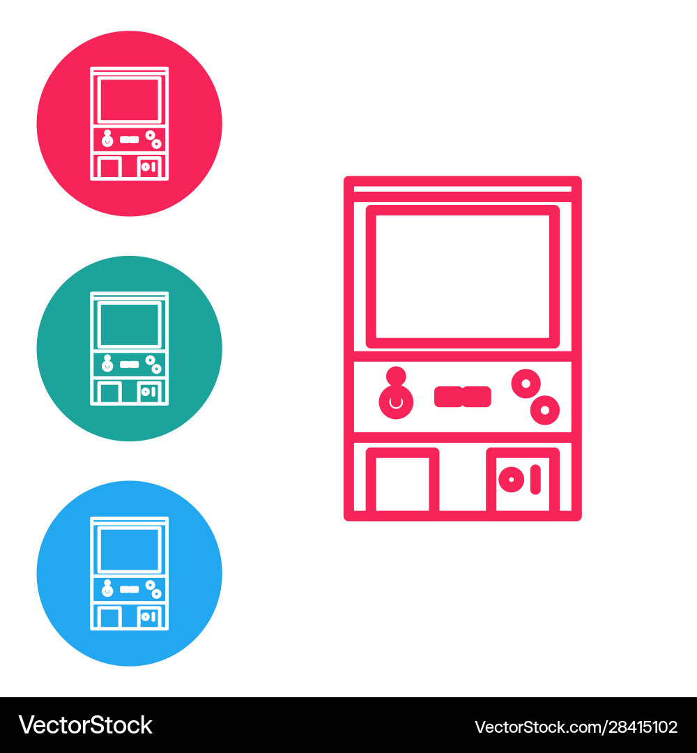 Red line retro arcade game machine icon isolated Vector Image
