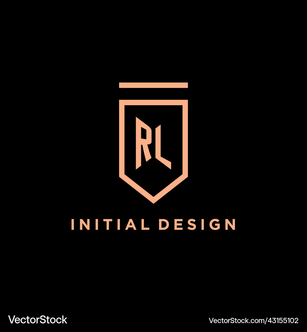 Rl monogram initial with shield logo design icon Rl monogram initial with shield logo design icon Vector Image