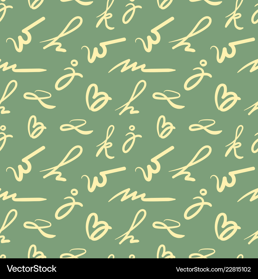 Seamless pattern of hand drawn script alphabet Vector Image