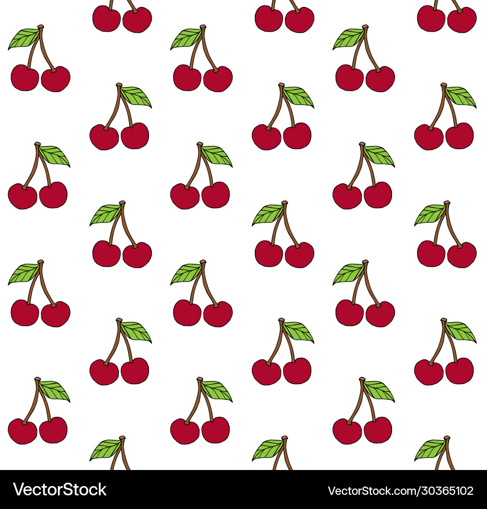 Seamless pattern sketch colored cherry Vector Image