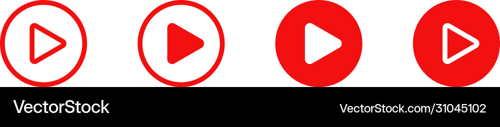 Set button play red icons in flat style Set button play red icons in flat style vector image