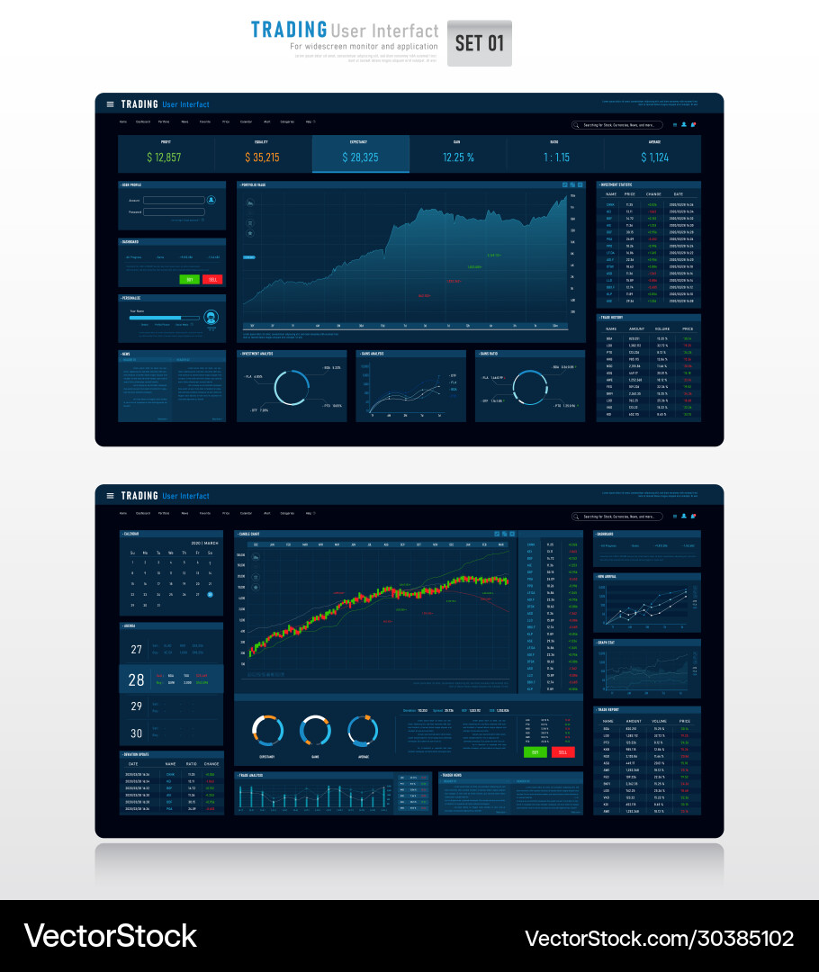 Trading user interface 001 Trading user interface 001 vector image