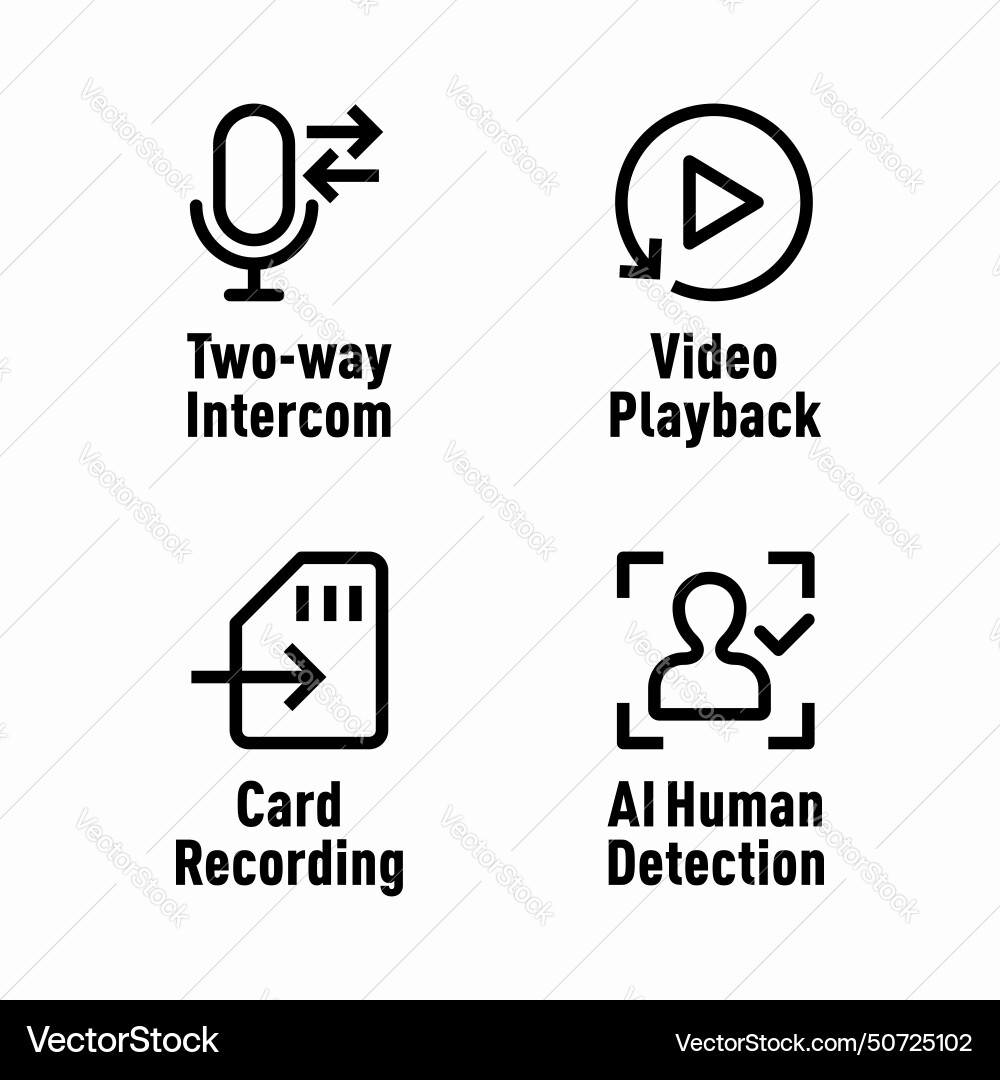 Two way intercom video playback card recording ai vector image