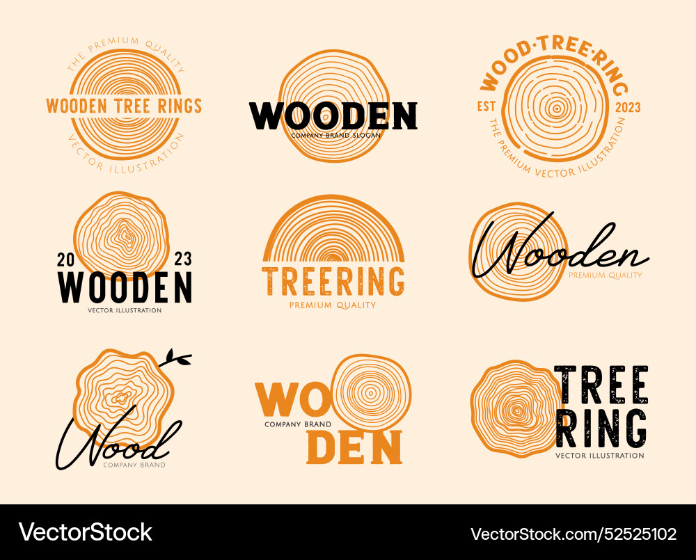 Wooden label tree ring texture for graphic design Vector Image
