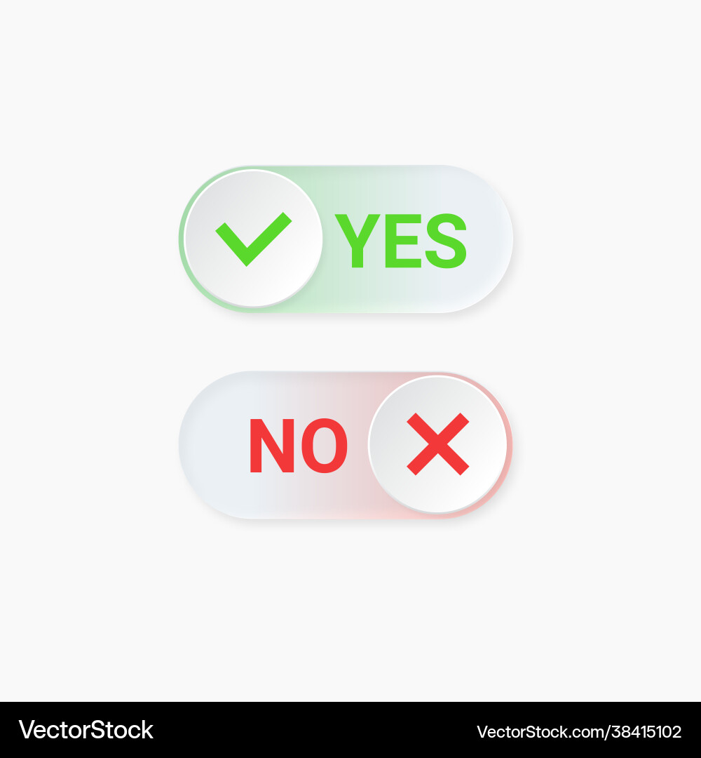 Yes green checkmark and no red cross switch button vector image