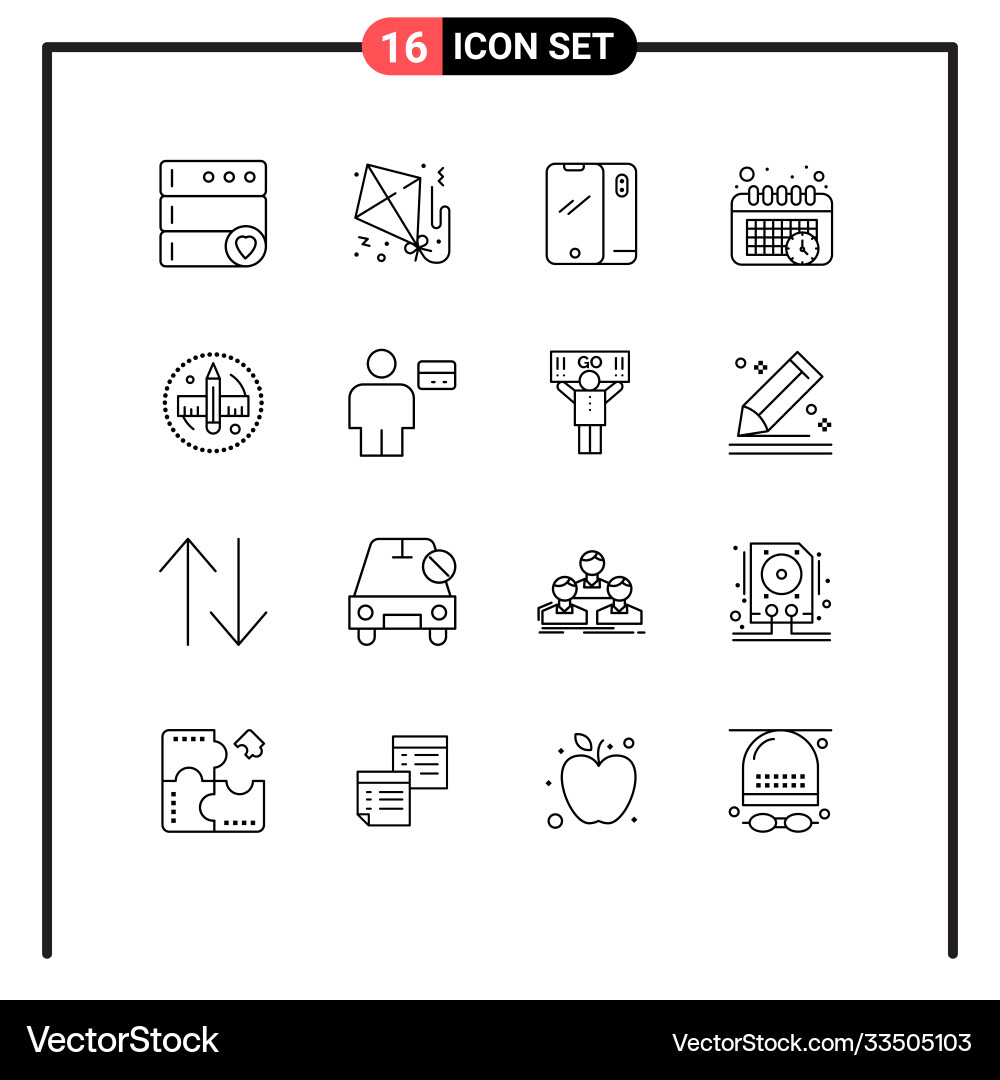 16 universal outlines set for web and mobile Vector Image