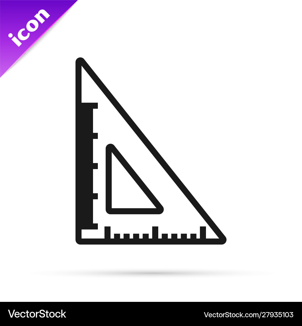 Black line triangular ruler icon isolated on white Vector Image