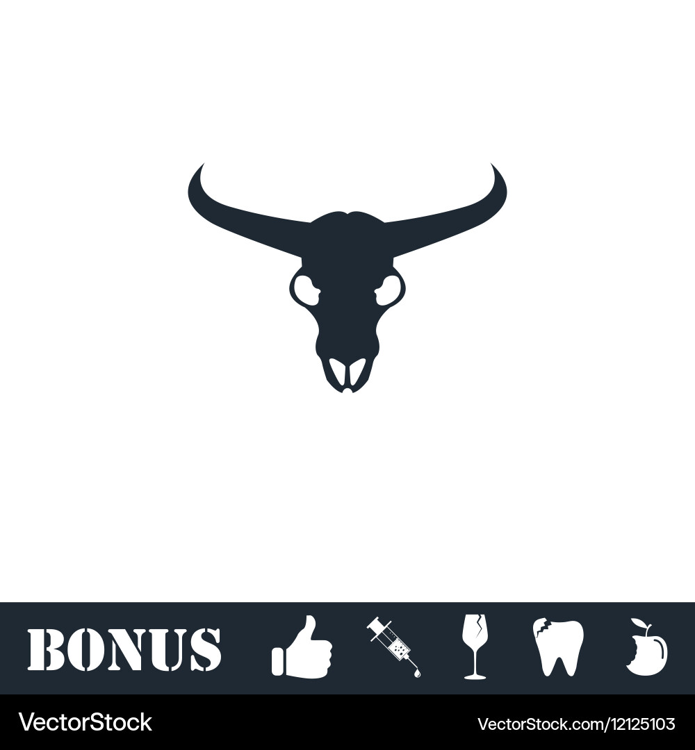Bull Skull Icon - Flat Style Vector Image