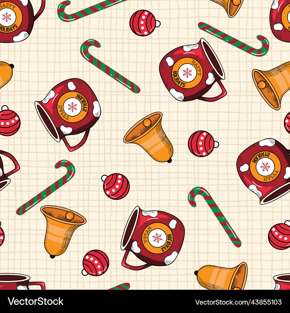Christmas objects seamless pattern Christmas objects seamless pattern Vector Image