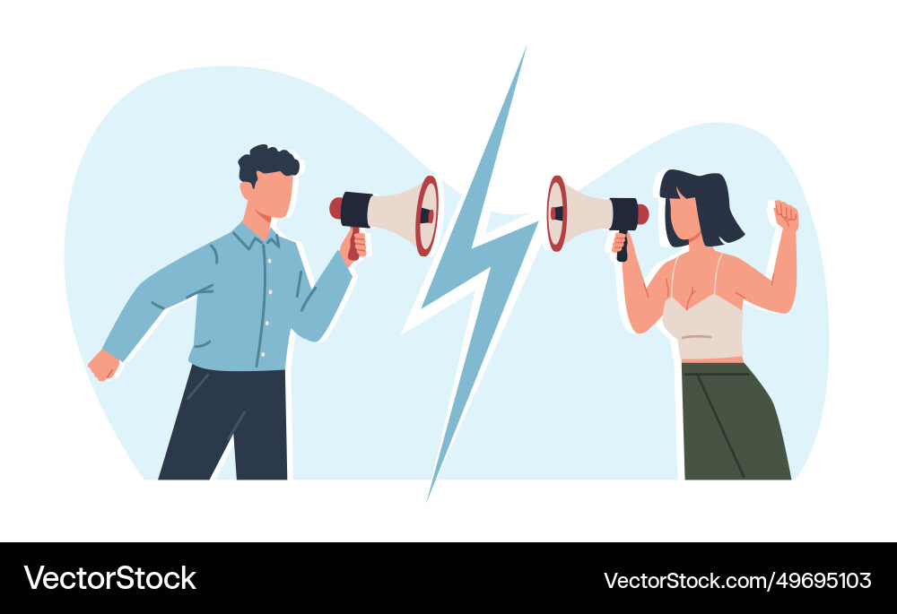 Conflict between guy and girl man Conflict between guy and girl man vector image