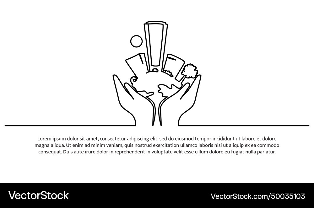 Continuous line design of hands supporting Vector Image