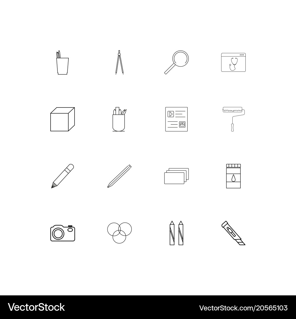 Creative process and design simple linear icons vector image