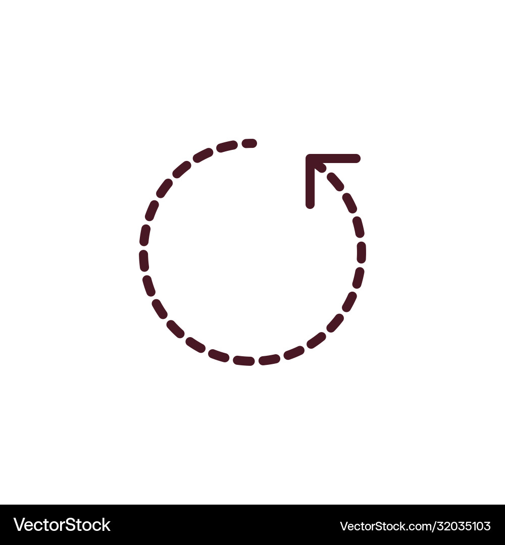 Dashed rotation circle arrow angle 360 degrees vector image
