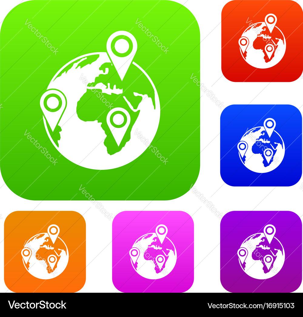 Globe of network set collection Vector Image