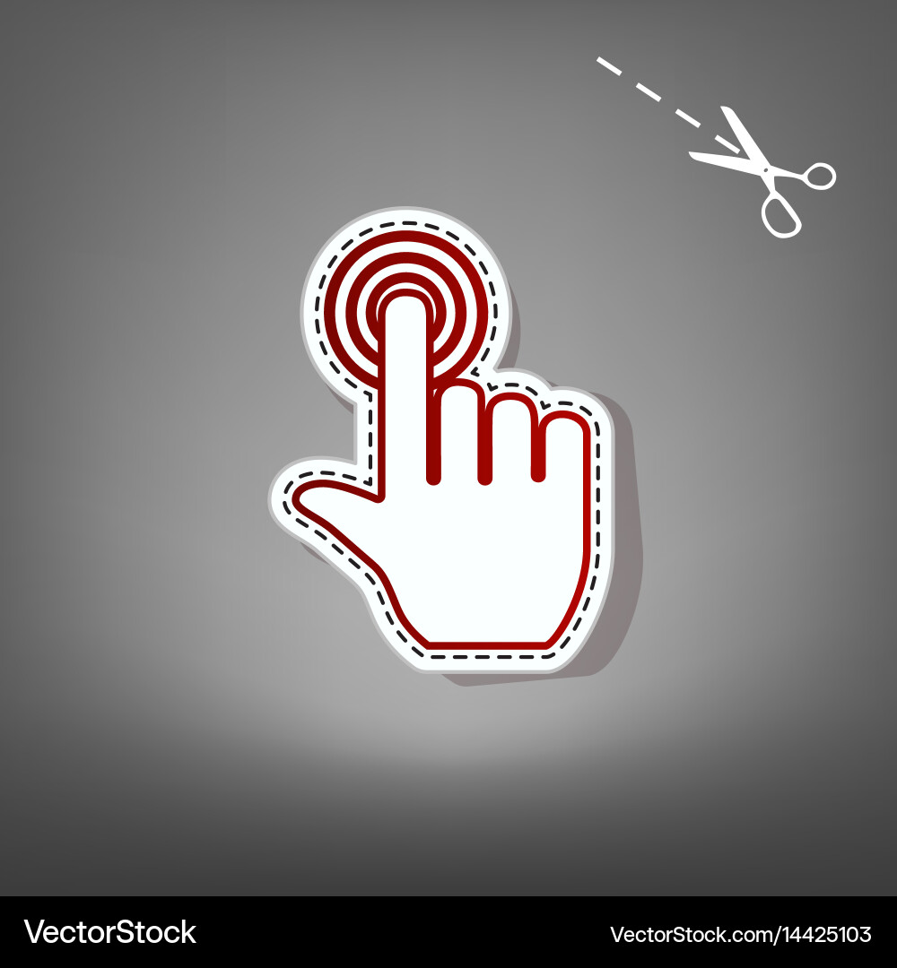 Hand click on button red icon vector image