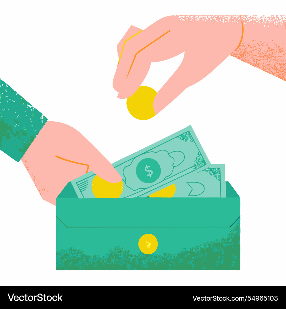 Hands dropping ballots into a voting box Vector Image