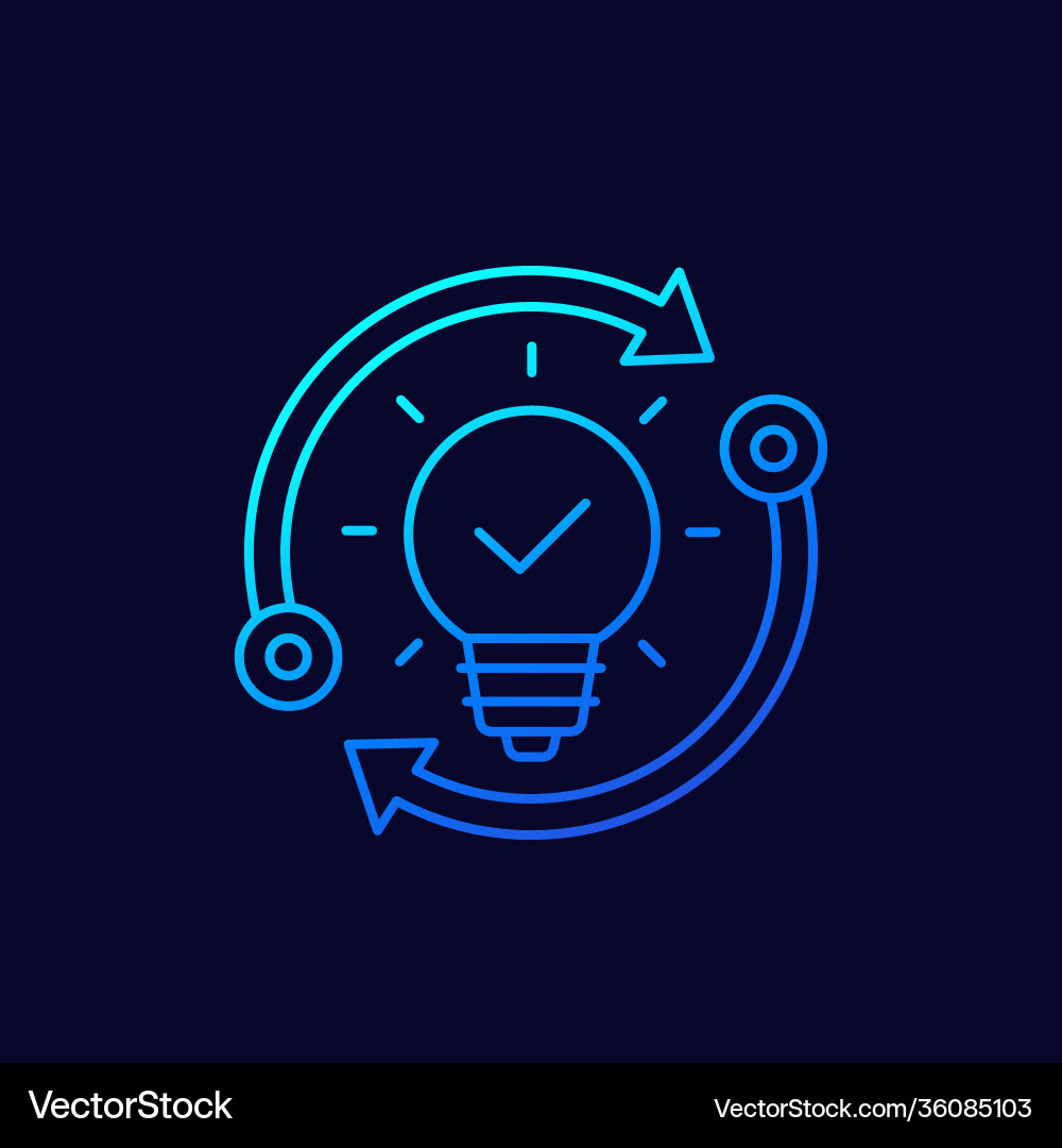 Idea generation line icon on dark vector image