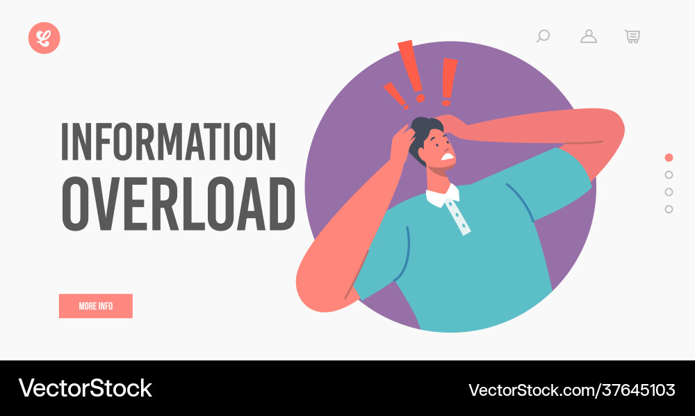 Information overload landing page template Vector Image