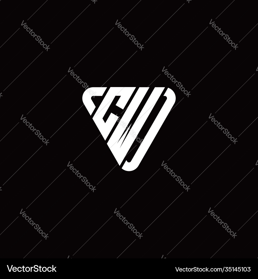 Initial letter c w linked triangle design logo Initial letter c w linked triangle design logo Vector Image