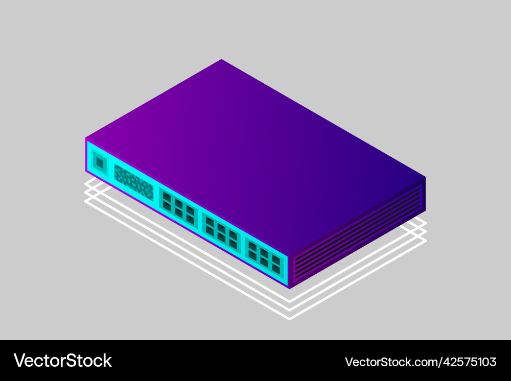 Isometric switch with up link port Vector Image