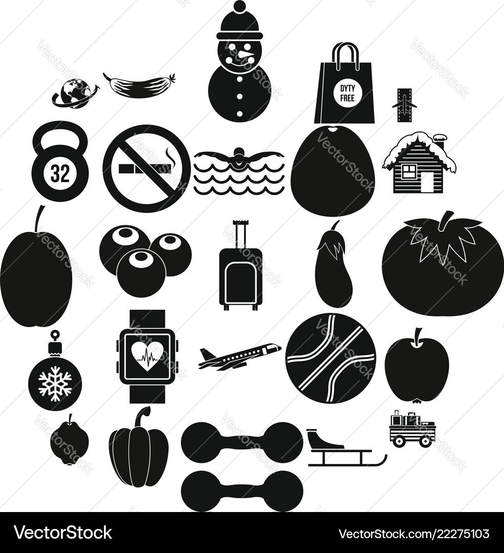 Practice icons set simple style Vector Image
