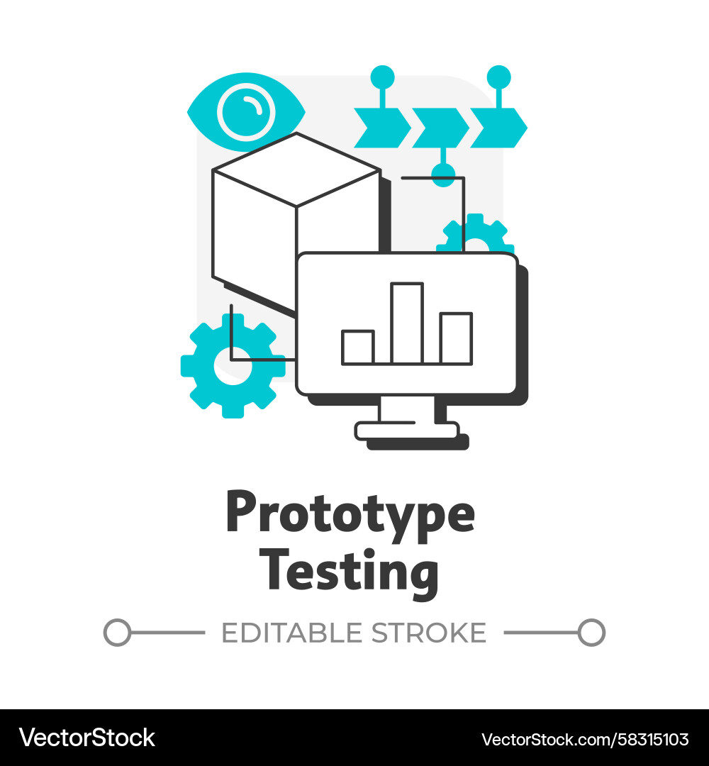 Prototype Testing Icon - Flat Outline Vector Image
