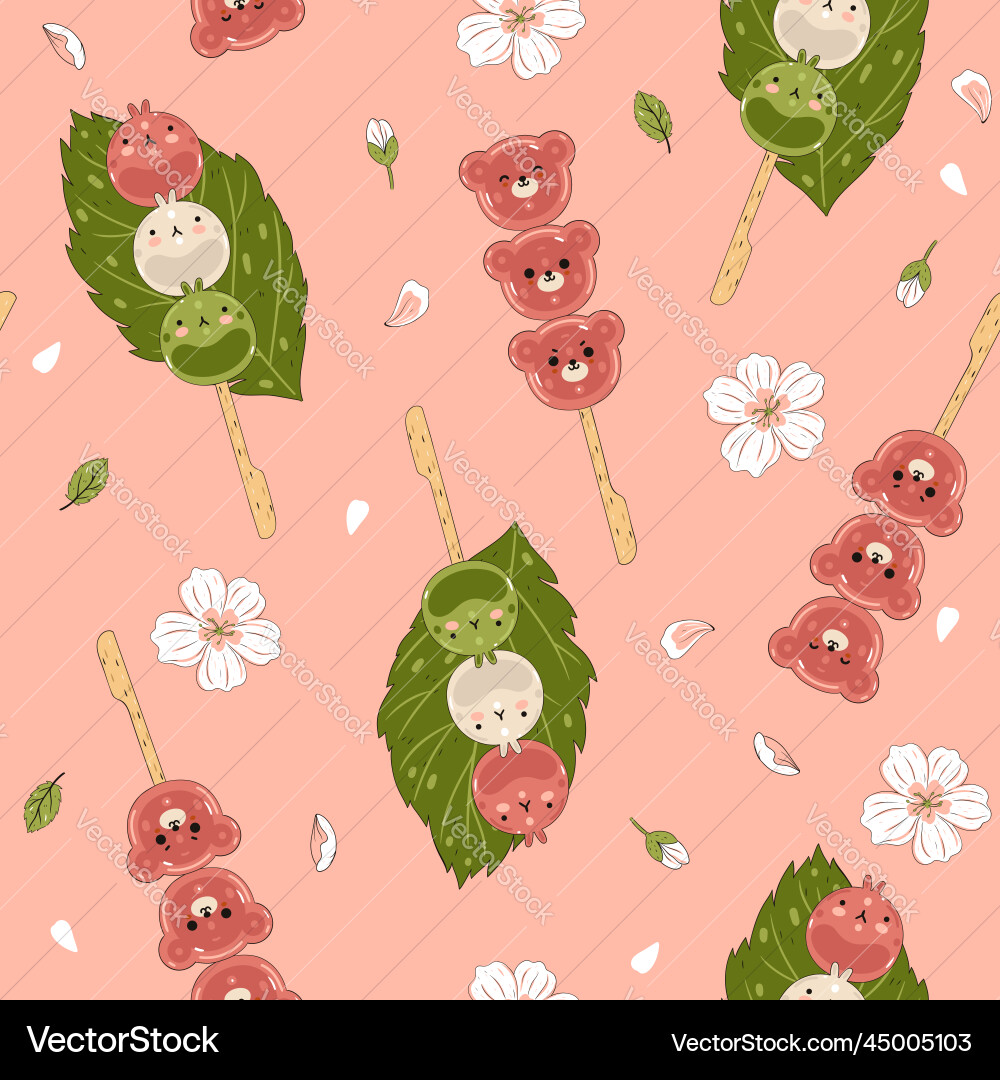 Seamless pattern with kawaii dango graphics Seamless pattern with kawaii dango graphics vector image