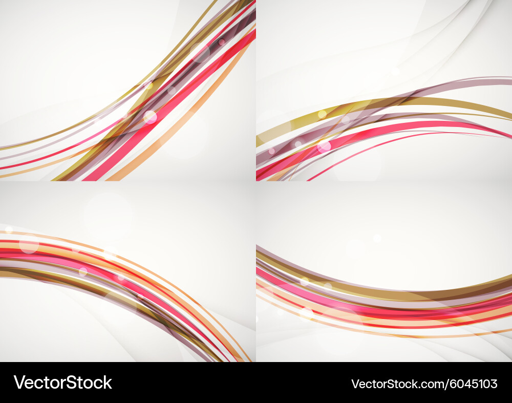 Set abstract backgrounds curve wave lines vector image