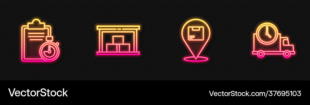 Set line location with cardboard box verification Set line location with cardboard box verification vector image