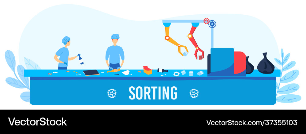 Waste machine sorting refuse concept ecology Waste machine sorting refuse concept ecology Vector Image