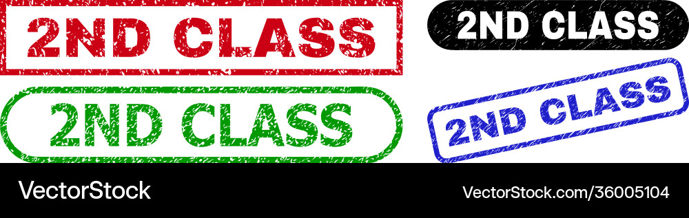 2nd class rectangle stamp seals with unclean style Vector Image