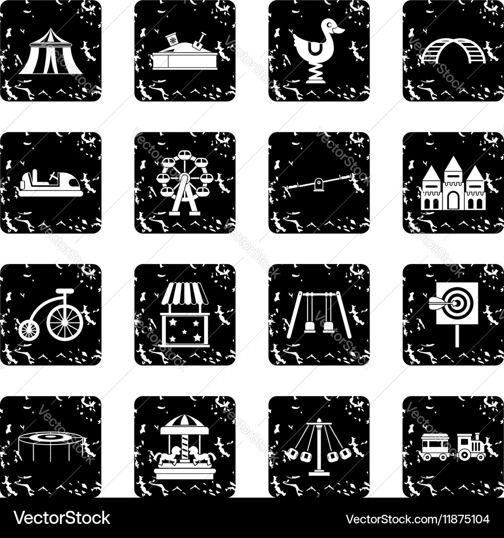 Amusement park icons set simple style Vector Image