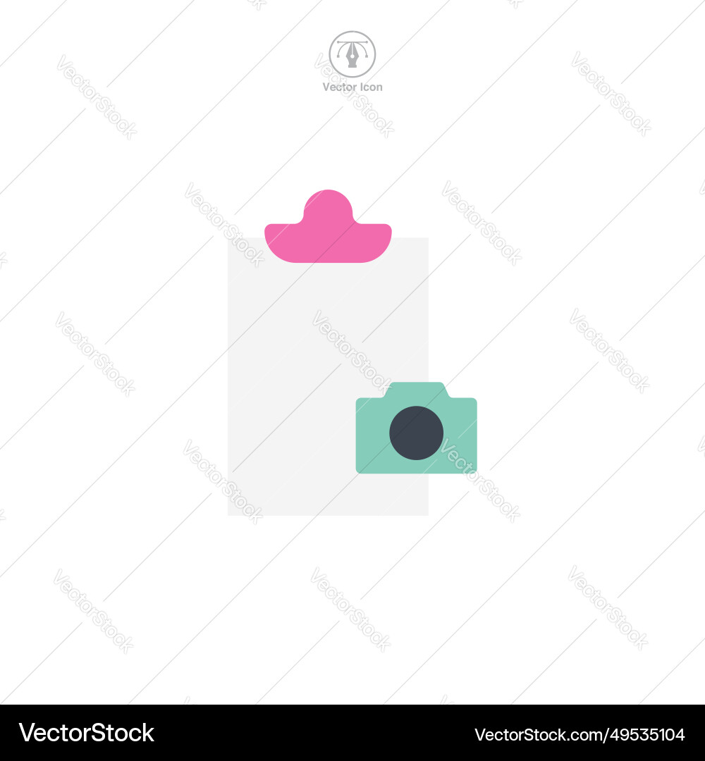 Camera with document icon symbol isolated vector image