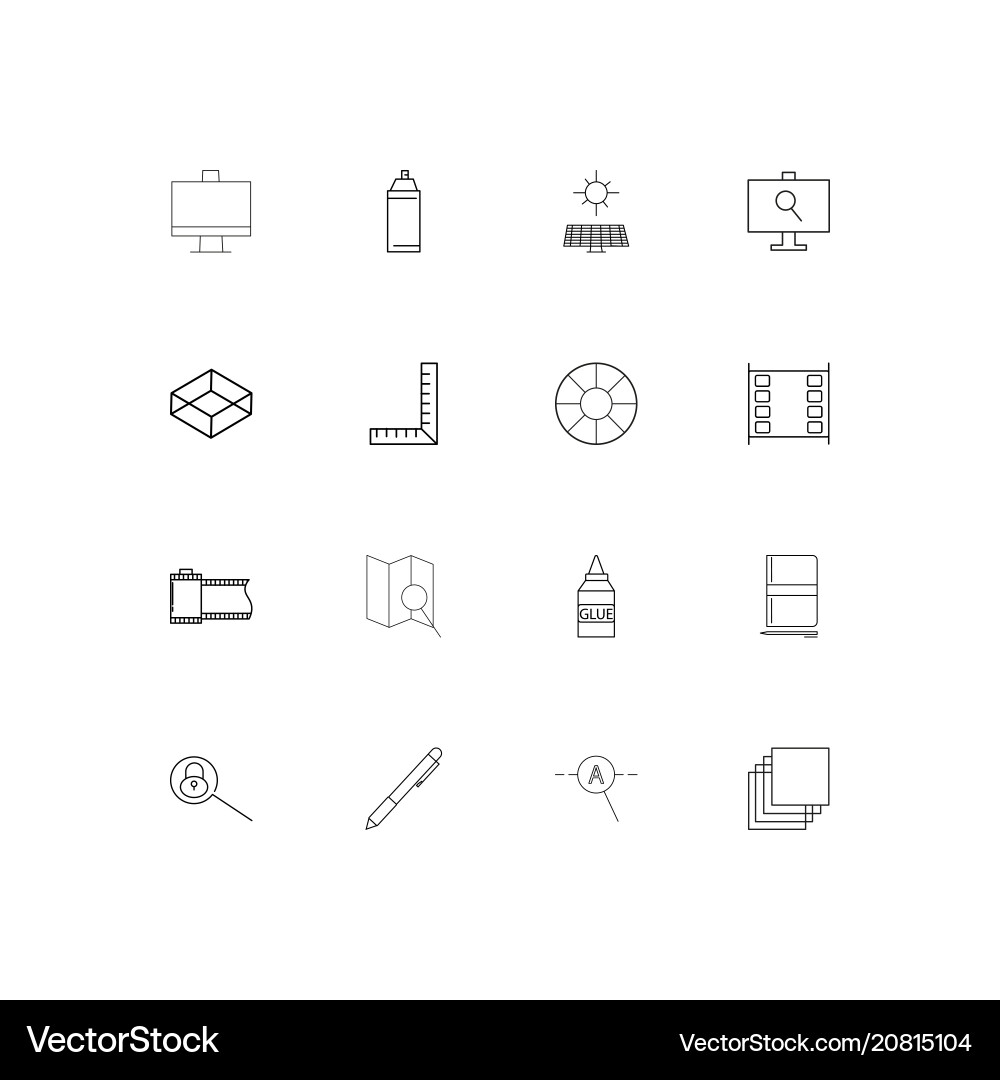 Creative process and design linear thin icons set vector image