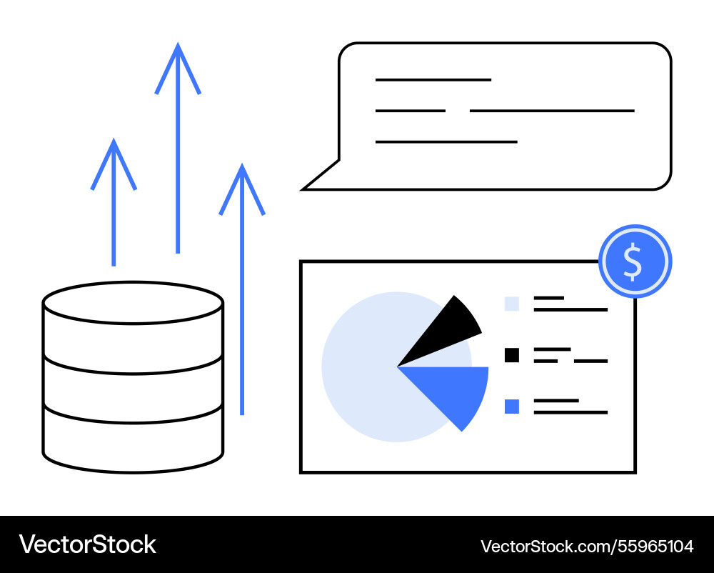 Data analytics with pie chart insights growth Vector Image