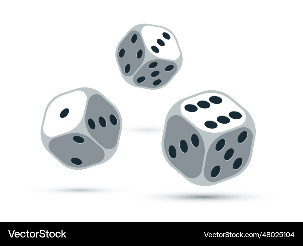 Dice 3d objects isolated gambling games design Vector Image