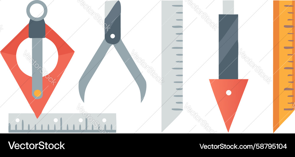 Essential drafting and measuring tools set design Vector Image