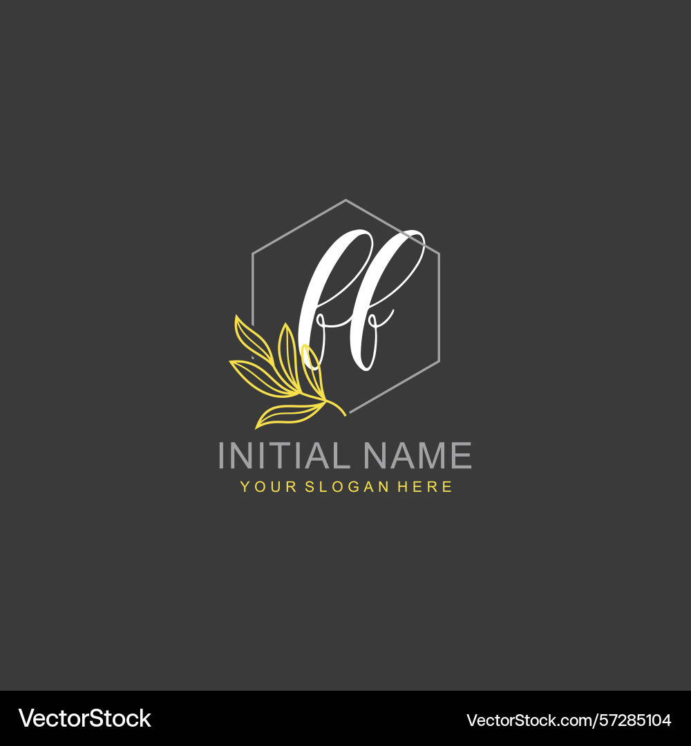 Ff initial logo templates with botanical elements Vector Image