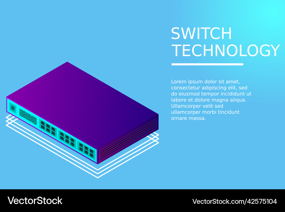 Isometric switch with up link port Isometric switch with up link port vector image